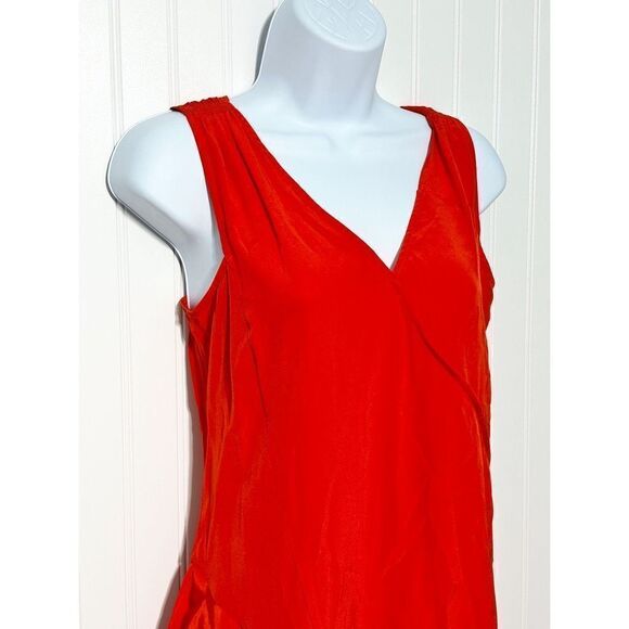 Derek Lam 10 Crosby Flamenco Asymmetrical V Neck Tank Dress Sleeveless Red 0 - Picture 4 of 16